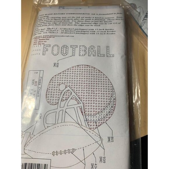 Football-Themed Quilt Blocks Kit 17-1/4" x 17-1/4" Made In USA By Fairway Needle - Picture 5 of 12
